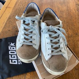 Golden Goose superstar white blue brown suede